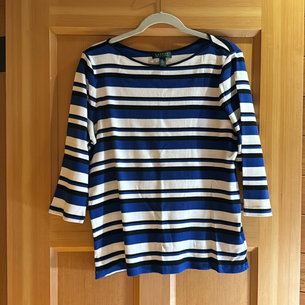 Lauren- Ralph Lauren boat neck/ 2/3rd length sleeve striped top women’s 2X